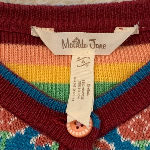 Matilda Jane Girls’ END OF THE RAINBOW Cardigan Sweater 4 Toddler 4T Colorful - Picture 5 of 6